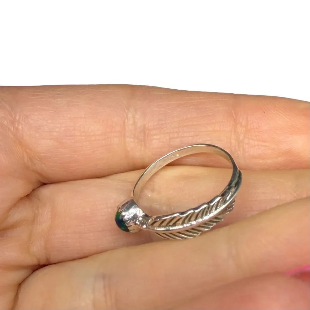 Black Ethiopian Fire Opal Ring Size 6 Solid 925 Sterling Silver